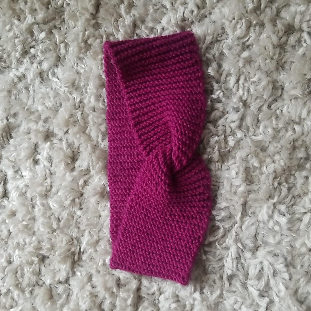 Maroon handmade knit ear warmer headband